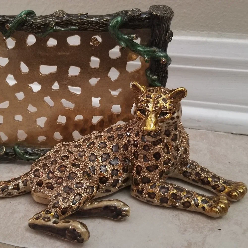 SIGNED RARE EXQUISITE JAY STRONGWATER JUNGLE SAFARI CHEETAH CRYSTAL ENAMEL FRAME